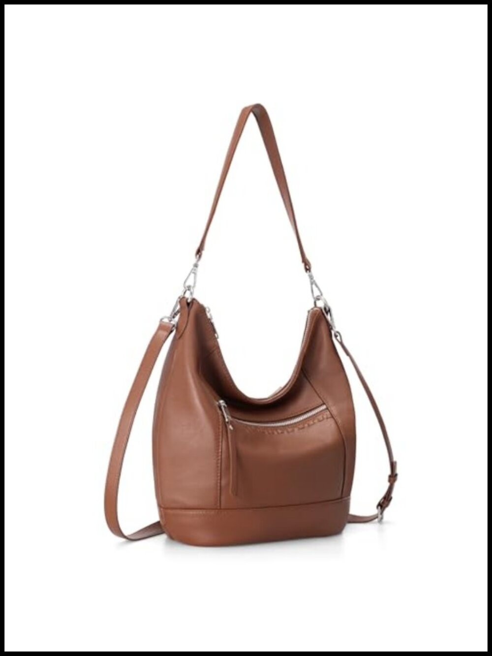 Genuine Leather Hobo Crossbody Bag with 2 Removable Straps